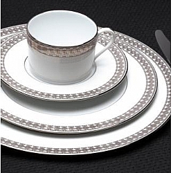 Haviland   TableTop   Dinnerware - Haviland Eternity White Platinum 5 Piece Place Setting