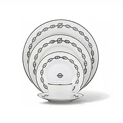 Hermes   TableTop   Dinnerware - Hermes Chaine d'ancre Platinum 5 pc place setting