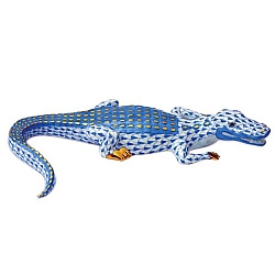 Herend   Animals   Snake - Herend Small Alligator Blue
