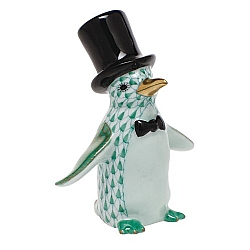 Herend   Animals   Birds - Herend  Tuxedo Penguin Green