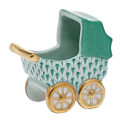 Herend   Home Decor   Accessories - Herend Baby Carriage Green