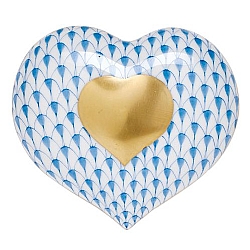 Herend   Home Decor   Heart - Herend Heart Of Gold Blue