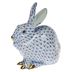 Herend   Animals   Rabbits - Herend Bunny Sitting Blue