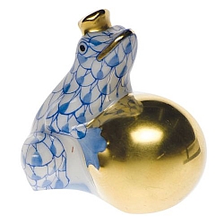 Herend   Animals   Frog - Herend Frog with crown Blue