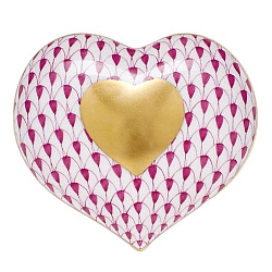 Herend   Home Decor   Heart - Herend Heart Of Gold Raspberry
