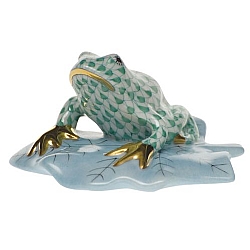 Herend   Animals   Frog - Herend Frog On Lily Pad Green