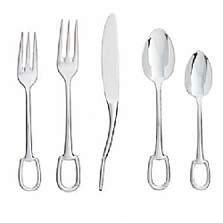TableTop   Flatware - Hermes Attelage Stainless 5 pc Place Setting