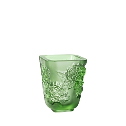 Lalique   Home Decor   Vases - Lalique Small Pivoines Green Vase