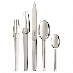 TableTop   Flatware - Puiforcat Stainless Guethary 5 Pc Place Setting