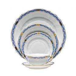 Herend   TableTop   Dinnerware - Herend Chinese Bouquet Garland Blue 5pc Place Setting