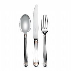 TableTop   Flatware - Christofle Aria Silver Plated with Gold Rings 5 pc. place setting
