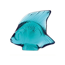 Lalique   Animals   Aquatic Animals - Lalique Fish Turquoise Crystal