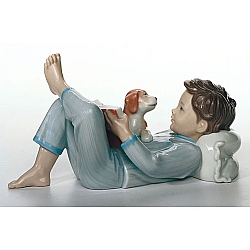 Lladro   Animals   Dogs - Lladro Shall I Read You A Story 8034