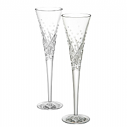 Waterford   Dining   Barware - Waterford Wishes Happy Celebrations Toasting Flutes, Pair