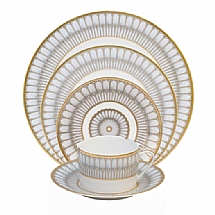 Philippe Deshoulieres   Tabletop   Dinnerware - Philippe Deshoulieres Arcades Grey & Gold 5 Pc Place Setting