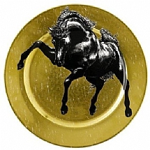 Royal Crown Derby   Tabletop   Dinnerware - Royal Crown Derby Equus Black and Gold Full Image Horse Plate