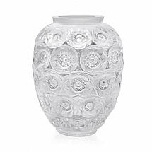 Lalique   Home Decor   Vases - Lalique Anemones Grand Vase Clear and Black Enamelled