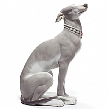 Lladro   Animals   Dogs - Lladro Attentive Greyhound Dog