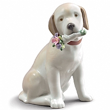 Lladro   Animals   Dogs - Lladro This Bouquet Is For You Dog
