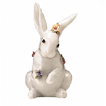 Lladro   Animals   Rabbit - Lladro Sitting Bunny with Flowers 6100