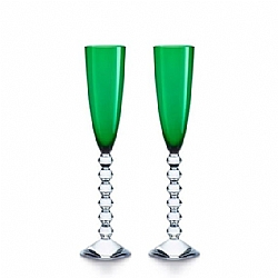 Baccarat   TableTop   stemware - Baccarat Vega Flutissimo Flutes Dark Green set of 2