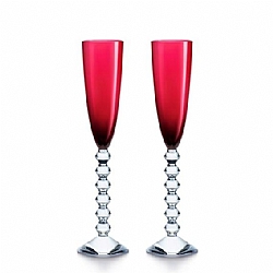 Baccarat   TableTop   stemware - Baccarat Vega Flutissimo Flutes Red set of 2