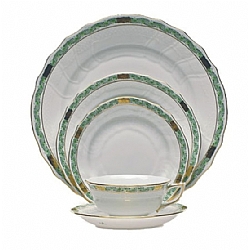 Herend   TableTop   Dinnerware - Herend Chinese Bouquet Garland Green 5pc Place Setting