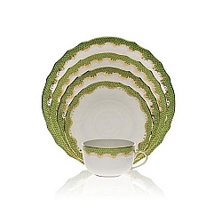 Herend   Tabletop   Dinnerware - Herend Fishscale Green 5pc Place Setting