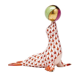 Herend   animals   Aquatic - Herend Sea Lion With ball Rust