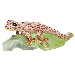 Herend   Animals   Snake - Herend Gecko On Leaf Rust