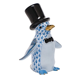 Herend   Animals   Birds - Herend  Tuxedo Penguin Blue
