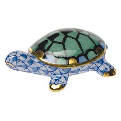 Herend   animals   Aquatic - Herend Tiny Turtle Blue
