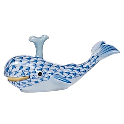 Herend   animals   Aquatic - Herend Baby Whale With Spout Blue