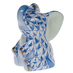 Herend   Animals   Elephant - Herend Miniature Baby Elephant Blue