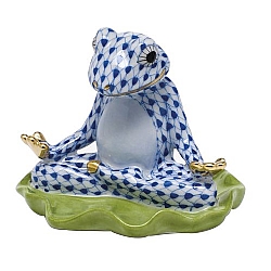 Herend   animals   Frog - Herend Yoga Frog Sapphire