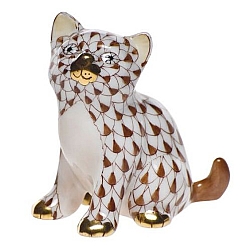 Herend   animals   Cats - Herend Sitting Kitty Chocolate