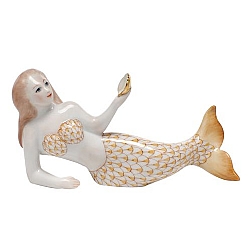 Herend   home decor   Figurines - Herend Mermaid Butterscotch