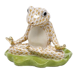 Herend   animals   Frog - Herend Yoga Frog Butterscotch
