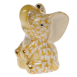 Herend   Animals   Elephant - Herend Miniature Baby Elephant Butterscotch