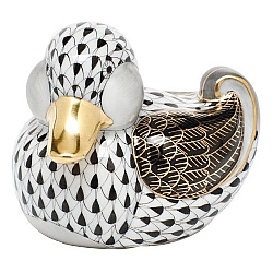 Herend   Animals   Ducks - Herend Dapper Ducky Black