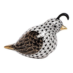 Herend   Animals   Birds - Herend California Quail Black