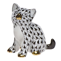 Herend   animals   Cats - Herend Sitting Kitty Black