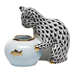 Herend   animals   Cats - Herend Gone Fishing Black