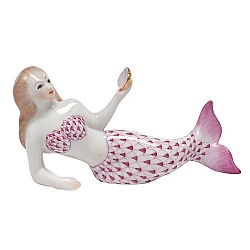 Herend   home decor   Figurines - Herend Mermaid Raspberry