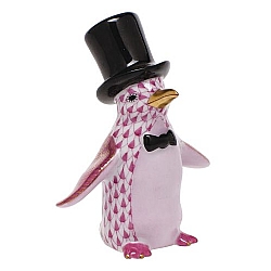 Herend   Animals   Birds - Herend  Tuxedo Penguin Raspberry