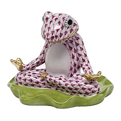 Herend   animals   Frog - Herend Yoga Frog Raspberry