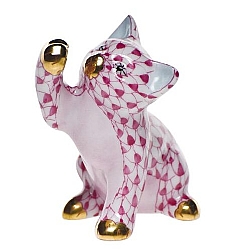 Herend   animals   Cats - Herend Curious Cat Raspberry