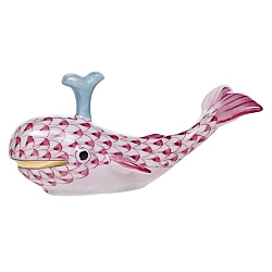 Herend   animals   Aquatic - Herend Baby Whale W/spout Raspberry
