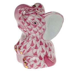 Herend   animals   Elephant - Herend Miniature Baby Elephant Raspberry