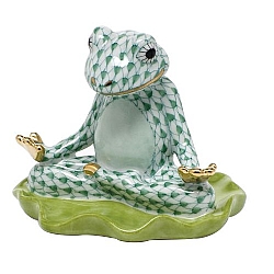 Herend   animals   Frog - Herend Yoga Frog Green